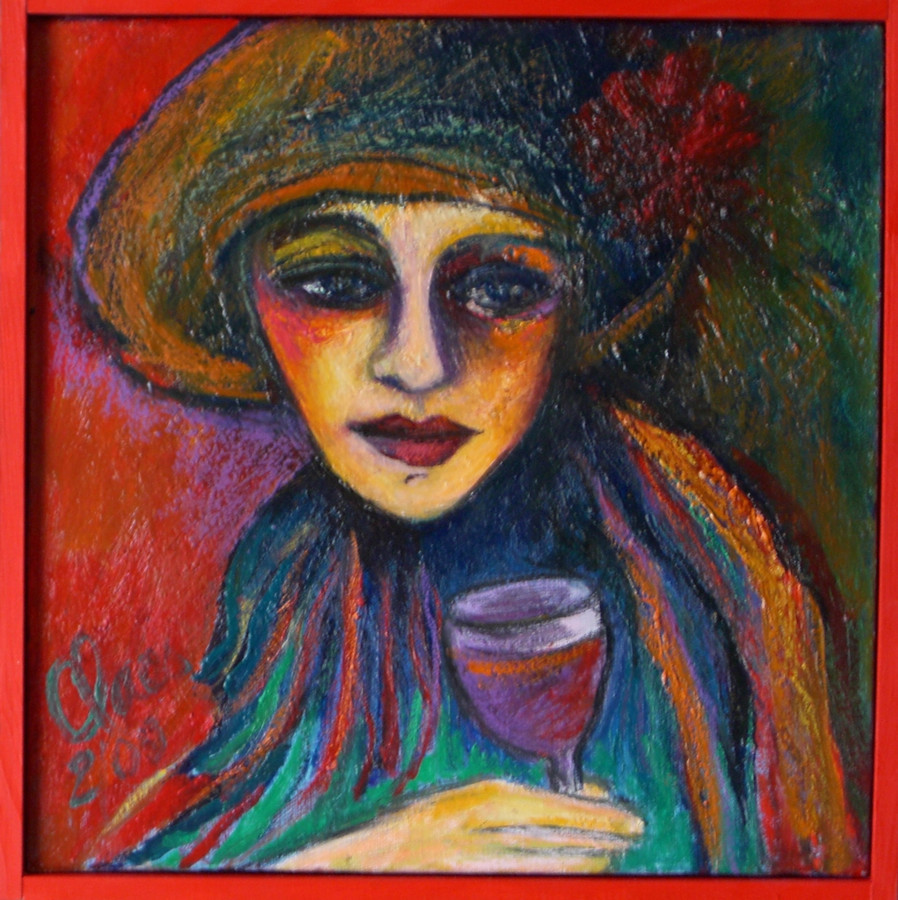 Femme au verre de vin